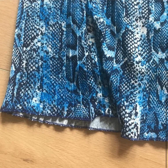 Blue Python Pleated Midi Skirt - Picture 3 of 4